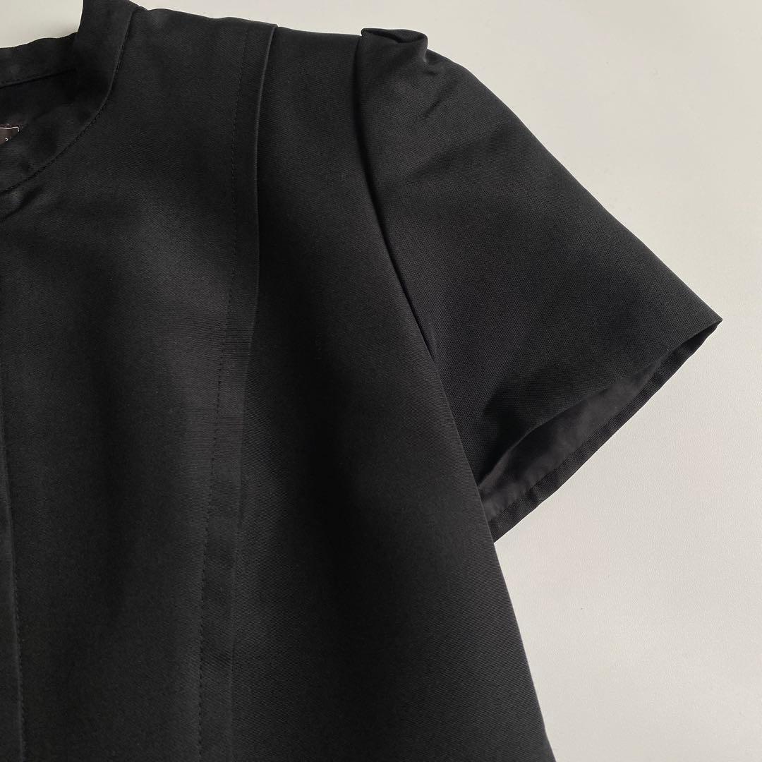 FOXEY ブラック シルク フロントジップ フリル ワンピース ブラック