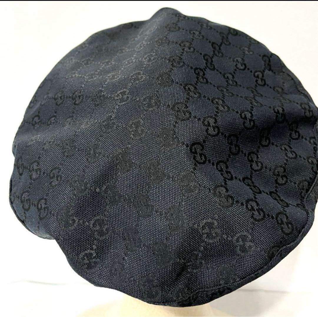 グッチ GG柄　ベレー帽　ロゴプレート　レザー　レディース　メンズ　帽子　XL