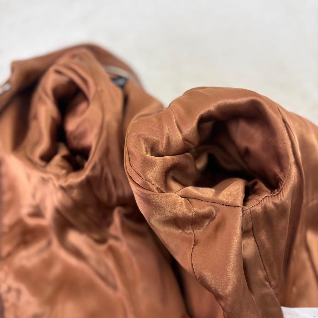 美品　ドルガバ　シングルライダースS 茶色　ラムレザー　色ムラ•シワ加工