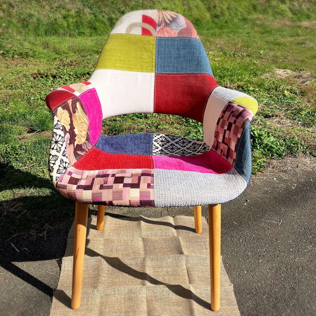 イームズ　サーリネン　オーガニックチェア　パッチワーク　椅子　ダイニングチェア