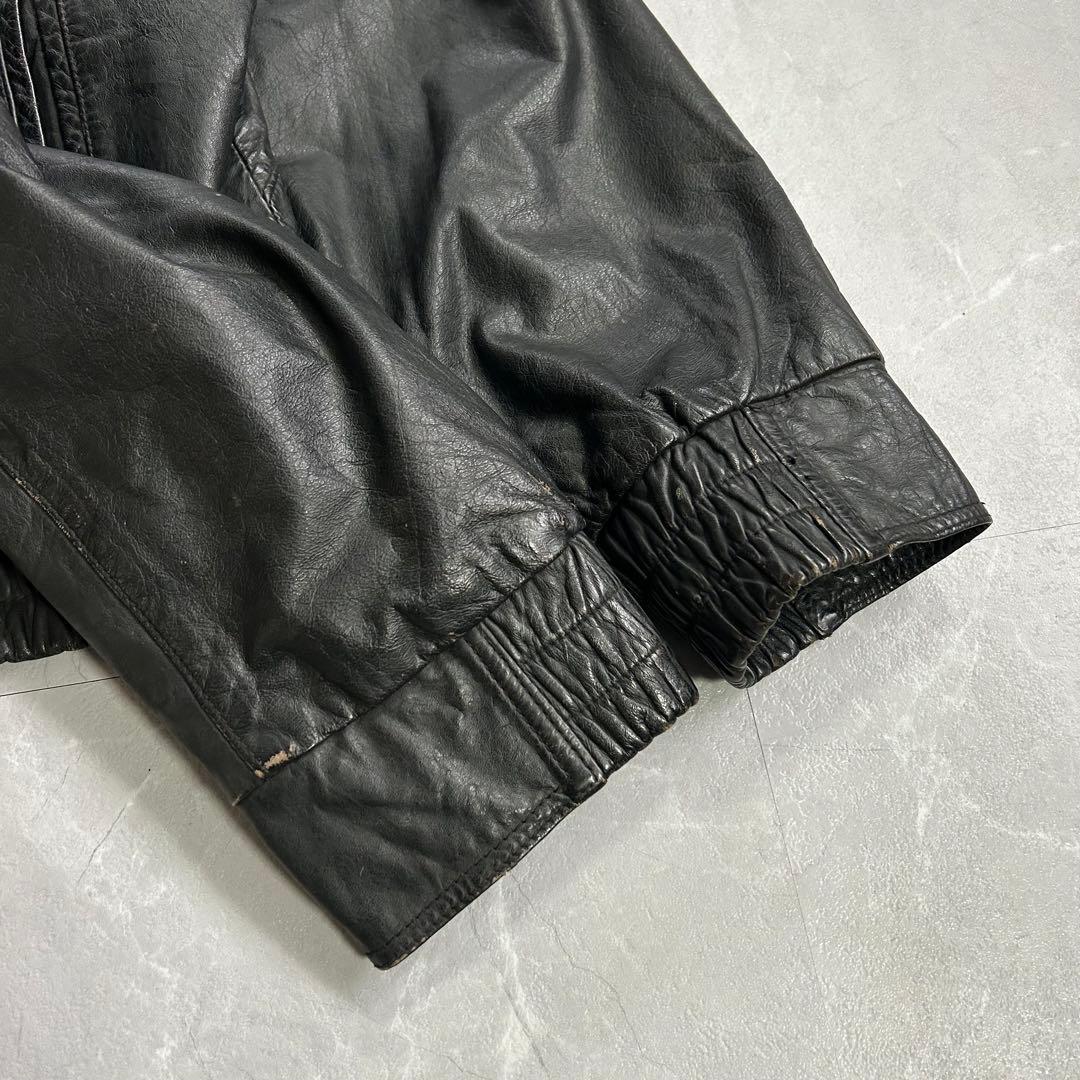 80s OLD レザージャケット ドリズラー スウィングトップ 短丈 古着 黒
