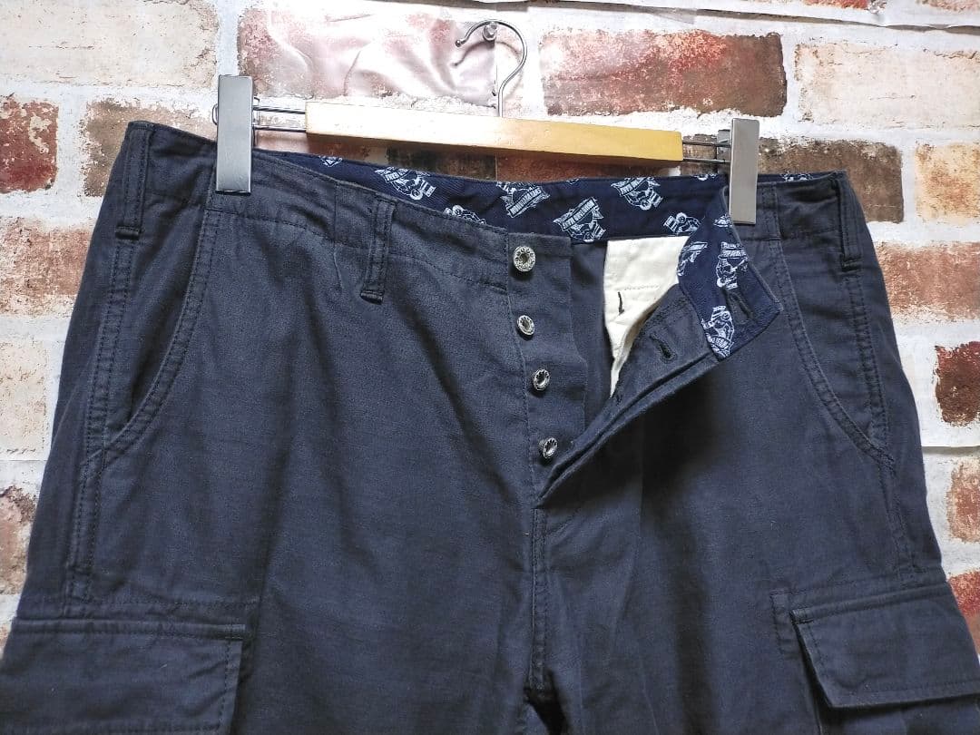 桃太郎ジーンズ 硫化 バックサテン カーゴ パンツ 7103SP W36インチ