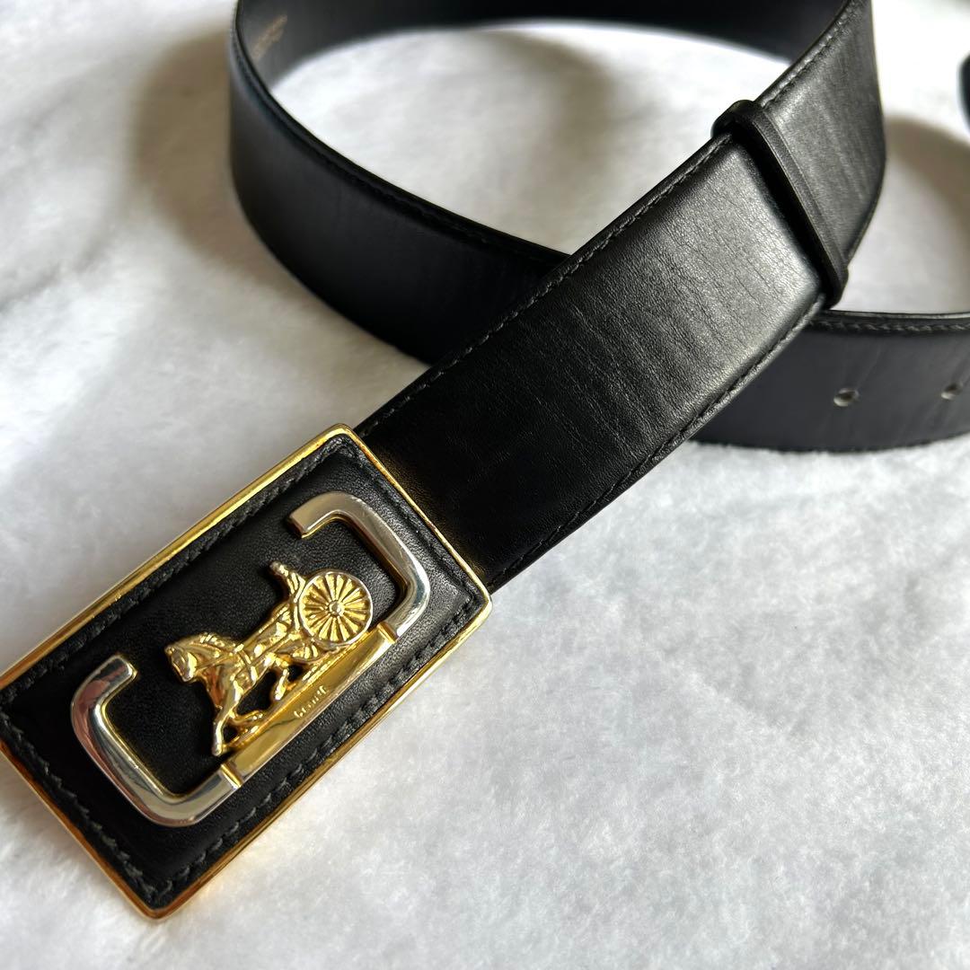 【ヴィンテージ美品】CELINE《フィービー期》　馬車金具 ベルト ブラック