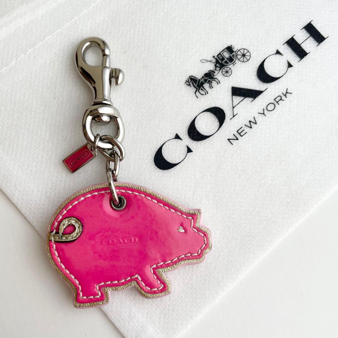 コーチ ぶた ブタさん キーホルダー バッグチャーム pig ピンク