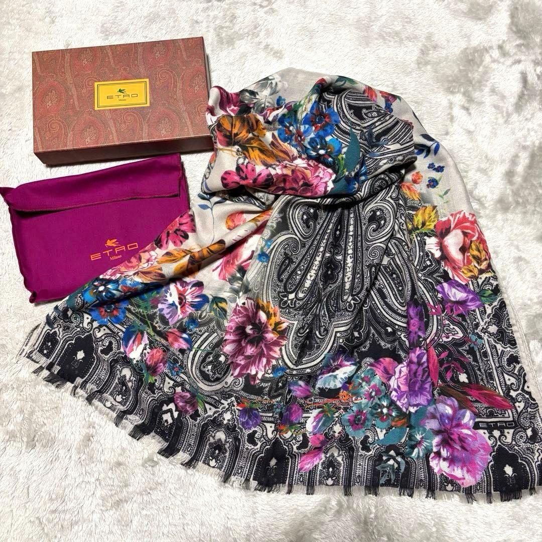こま様専用ETRO ストール ペイズリー 花柄 カシミヤ シルク