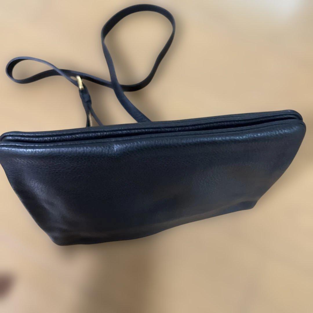 美品 PRADA 1BH046 レザージョルダーバックダブルポシェットブラック