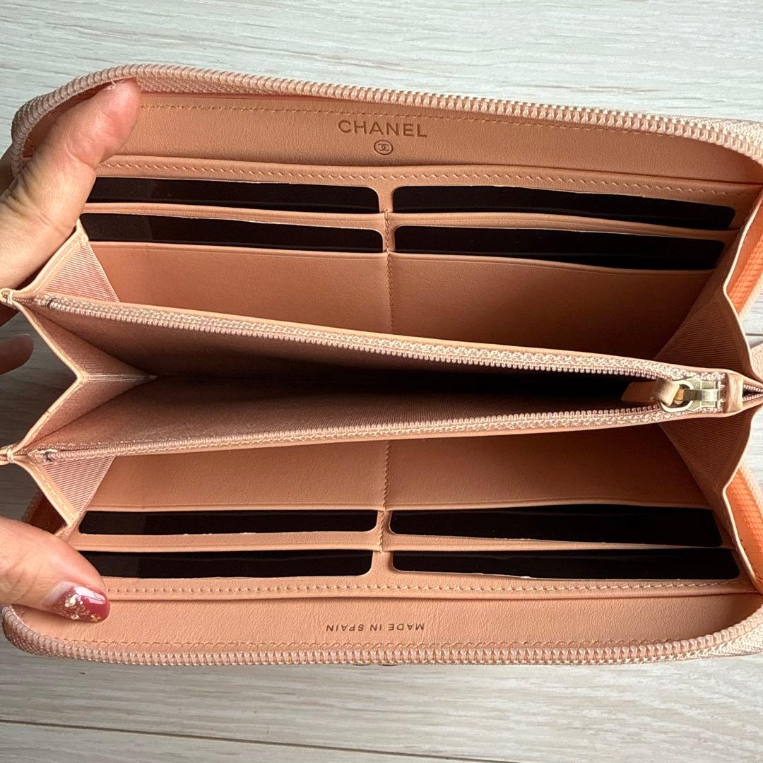 CHANEL キルティング ピンク長財布