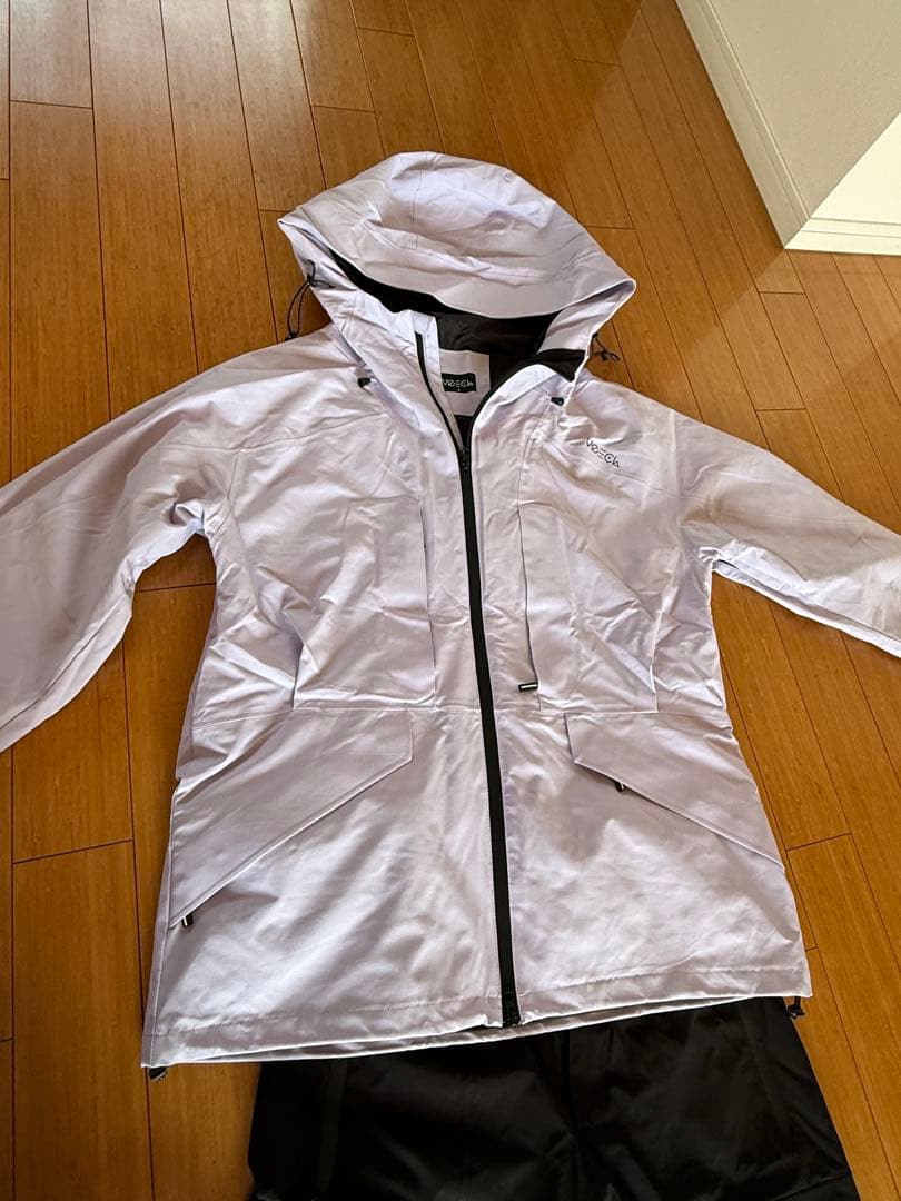 白色フード付きスノーボードウェアセット男女兼用