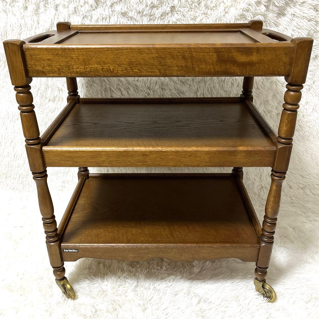 カリモク karimoku 木製 ワゴン キャスター　3段 ビンテージ　キッチン