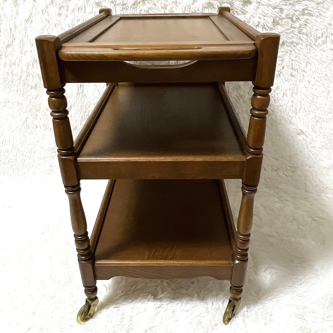 カリモク karimoku 木製 ワゴン キャスター　3段 ビンテージ　キッチン