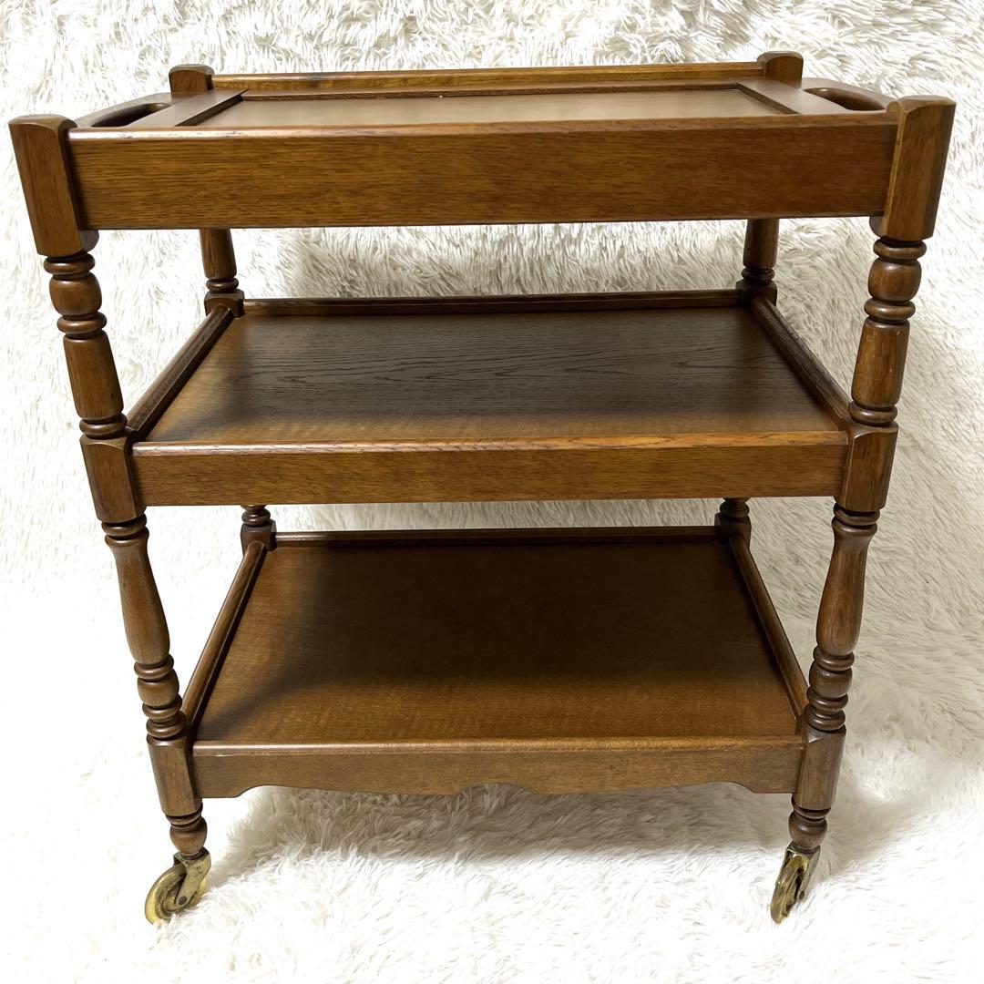 カリモク karimoku 木製 ワゴン キャスター　3段 ビンテージ　キッチン