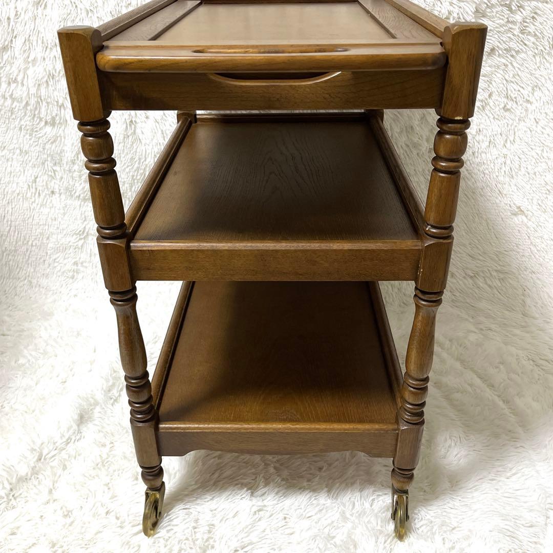 カリモク karimoku 木製 ワゴン キャスター　3段 ビンテージ　キッチン