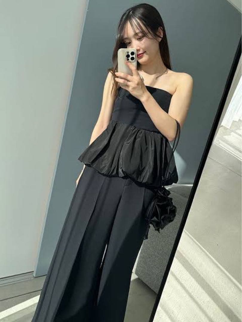 トップスのみ スナイデル ペプラムベアトップ&パンツセット ブラック 1