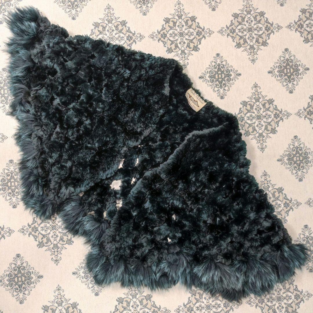 美品　Paula Lishman　ケープ　ビーバー×フォックス　ダークグリーン