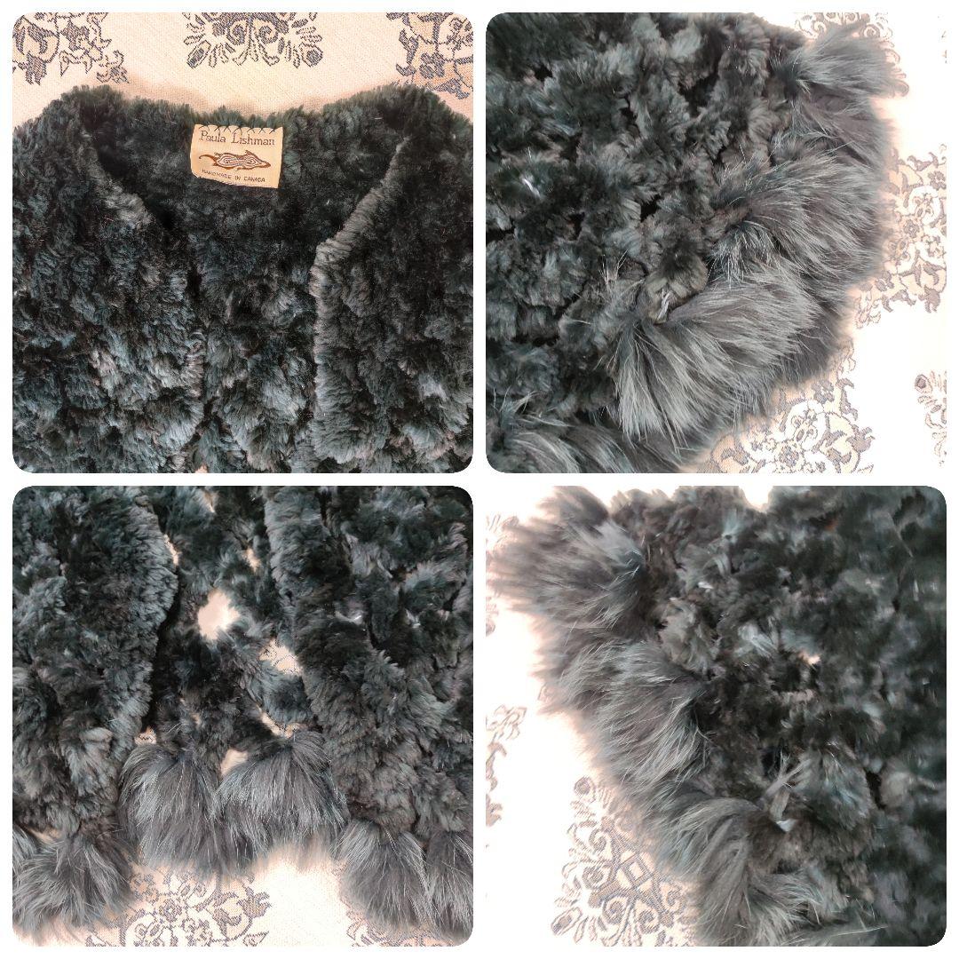 美品　Paula Lishman　ケープ　ビーバー×フォックス　ダークグリーン