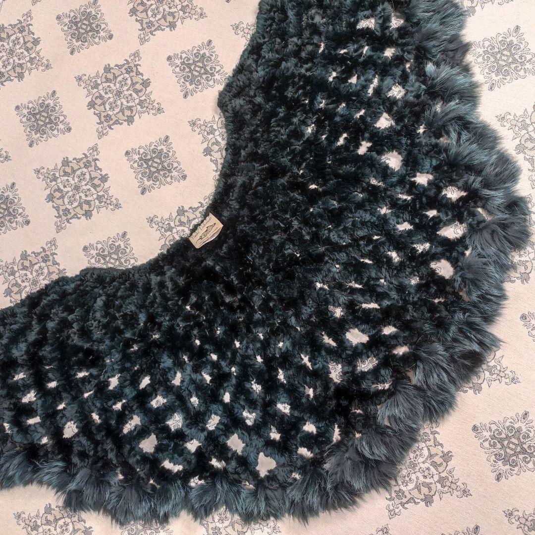 美品　Paula Lishman　ケープ　ビーバー×フォックス　ダークグリーン