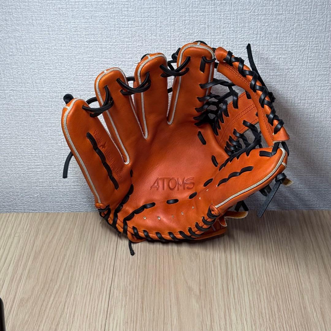 新品 型付け済ATOMS 硬式 外野手用 左投げ クロス締め