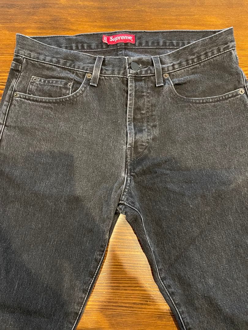 supreme stone washed black slim jean 32