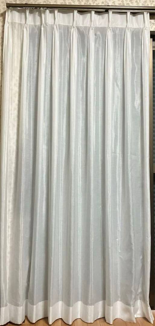 ロウヤ ドレープカーテン ホワイトカーテンレースセット2枚組✖︎2 計8