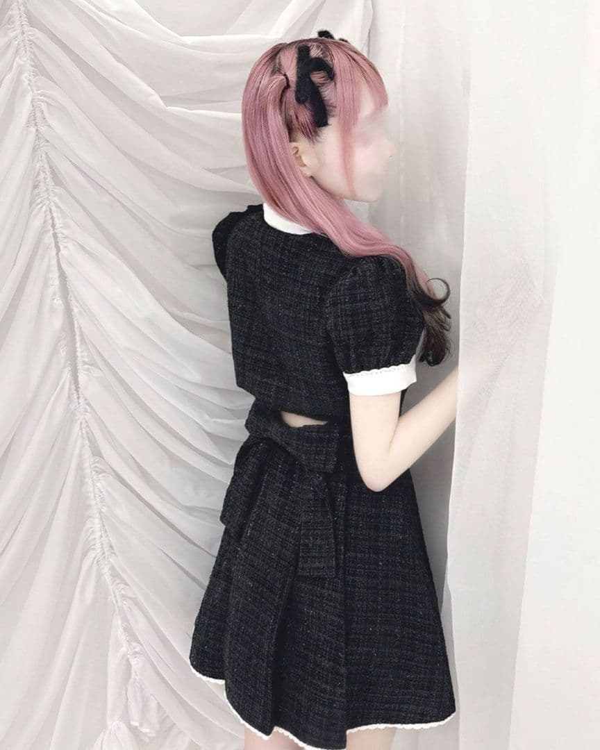 専用絶対厳守♥少ミシェルマカロン バックリボンツイードワンピース