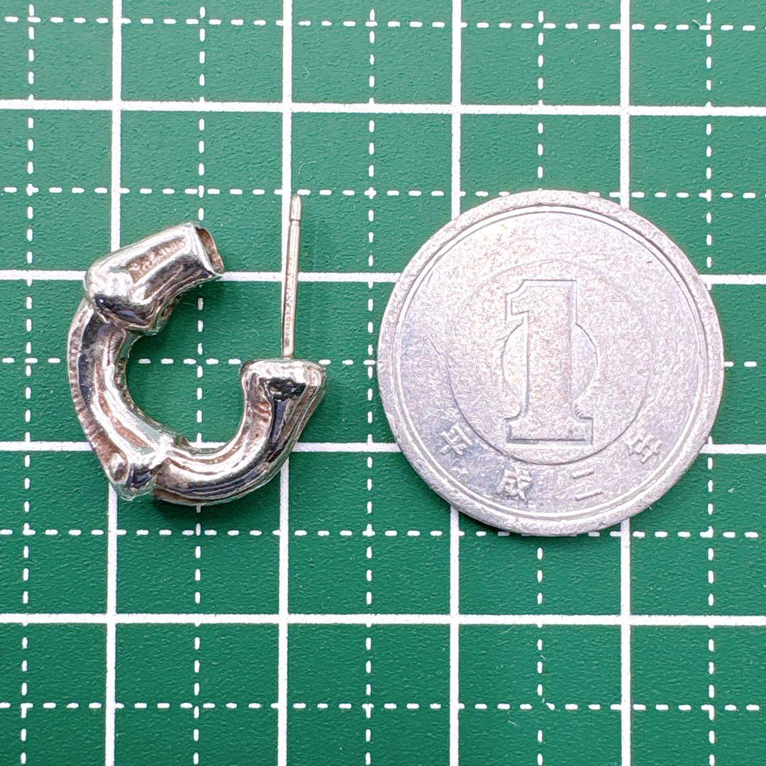 美品 オールドティファニー バンブー スモール ピアス キャッチ社外品 シルバー