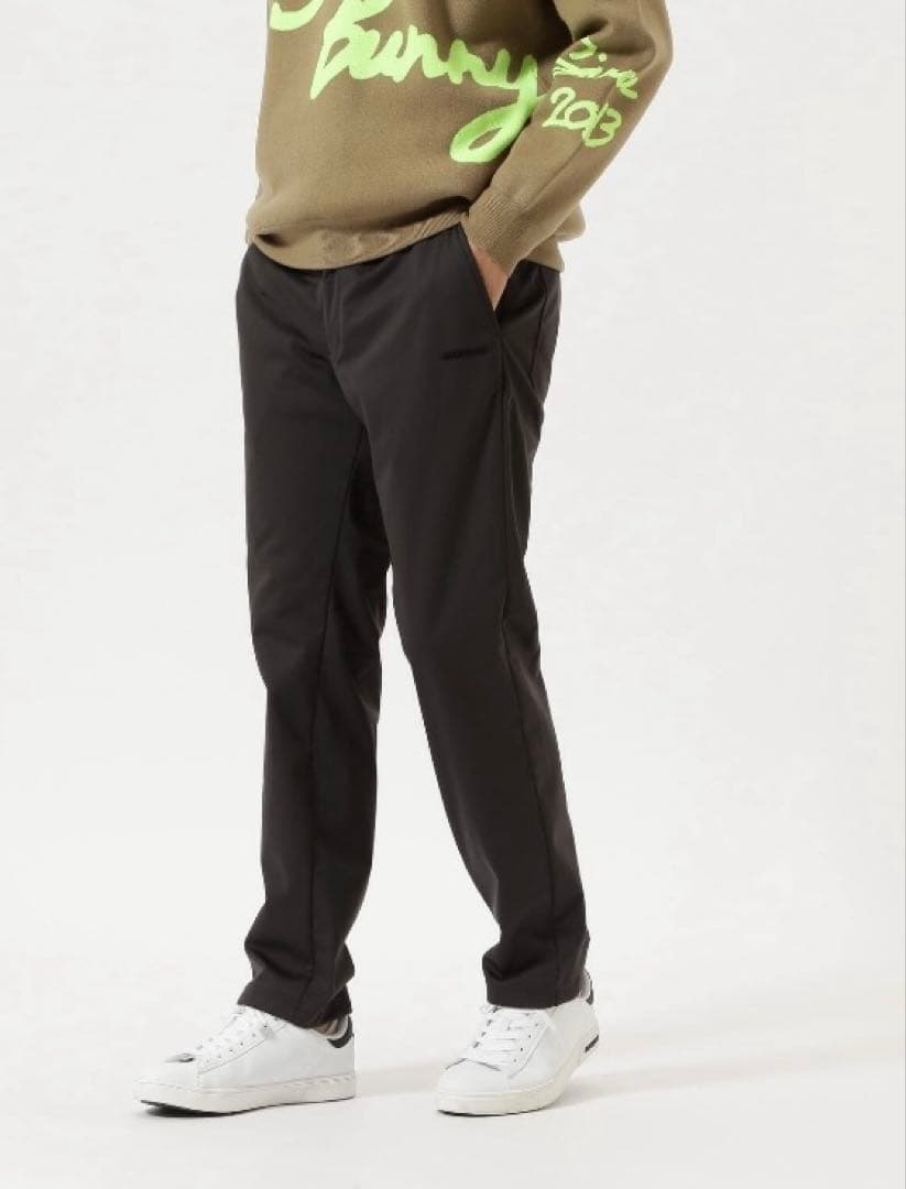 新品 パーリーゲイツ ジャックバニー エアシャット裏フリース防風パンツ(4)M黒