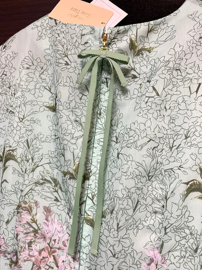 大幅お値下げ！ローズティアラ花柄ミントグリーン半袖ワンピース42サイズ新品