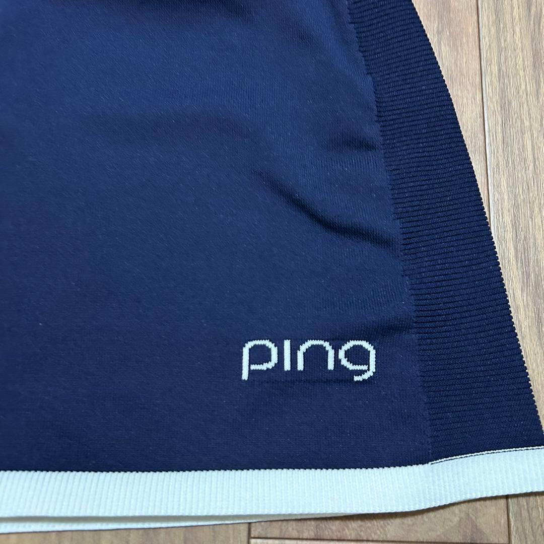 PINGニットノースリーブハイネックシャツ　スカート　上下セット　モックネック