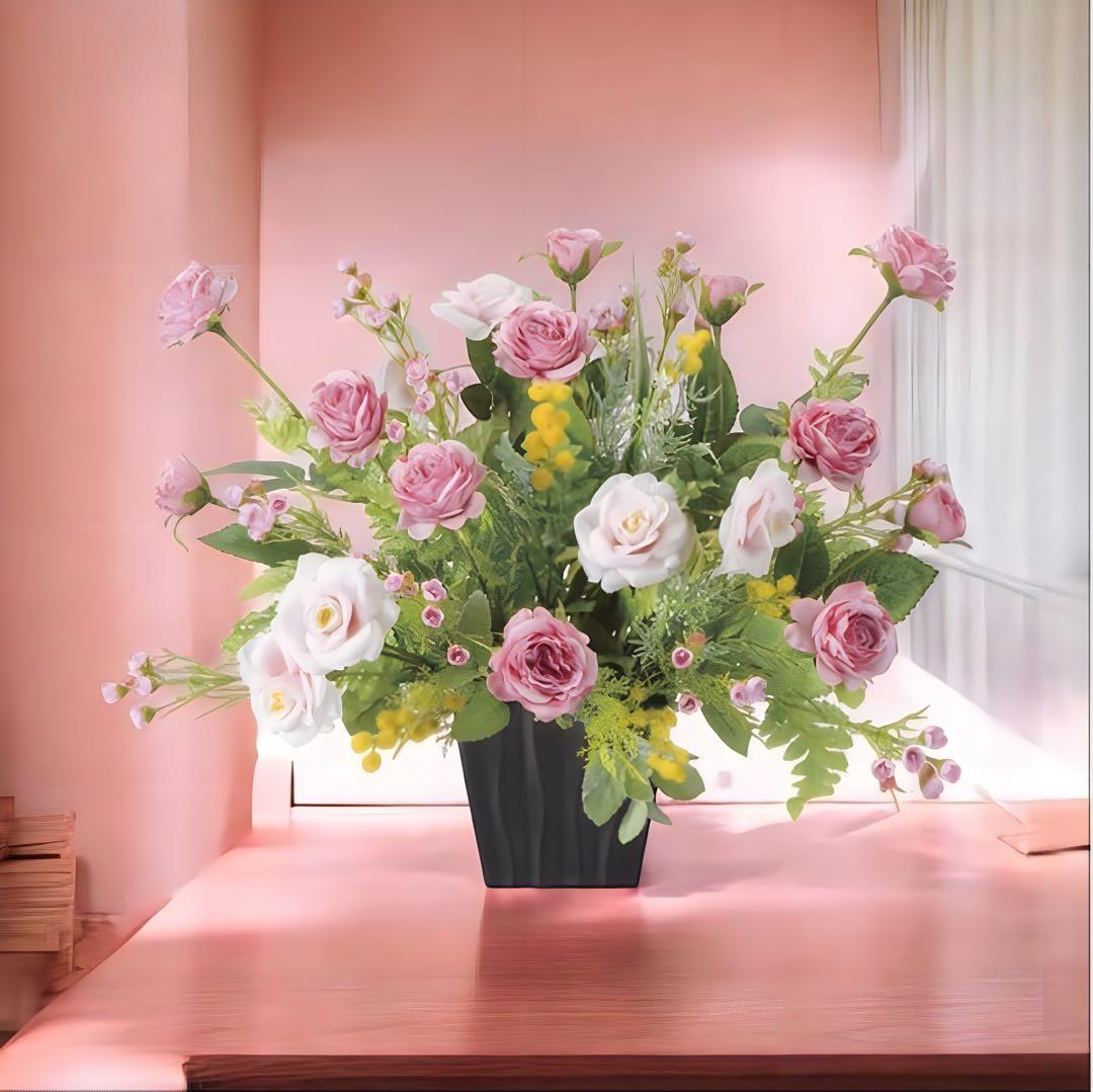 光触媒　人工観葉植物　ウォールグリーン　フェイクグリーン　ツートンピンク