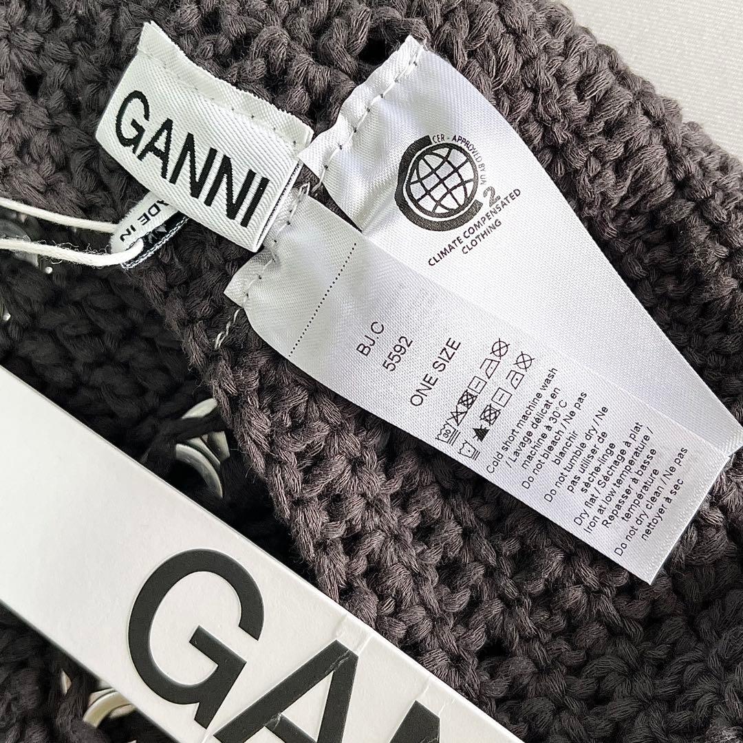 【新品】完売カラー GANNI 定価¥16215 メタルリング装飾コットンベレー