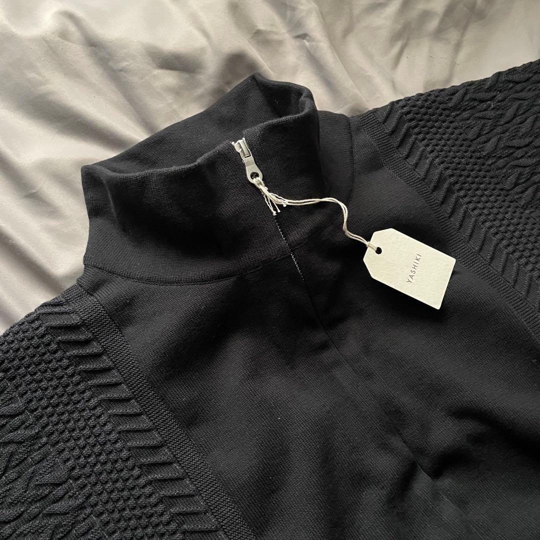 \"希少\"【yashiki】「初花ニットブルゾン」 ニット ブルゾン 黒 L