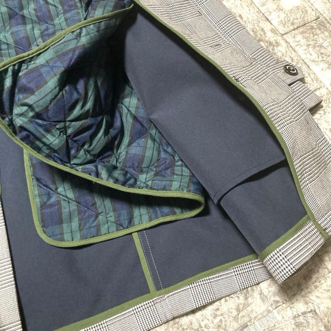 新品　ミツミネ　ライナー付き　ステンカラーコート　グレンチェック　フード