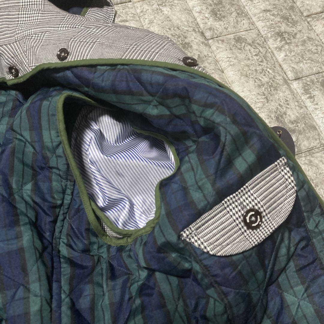 新品　ミツミネ　ライナー付き　ステンカラーコート　グレンチェック　フード