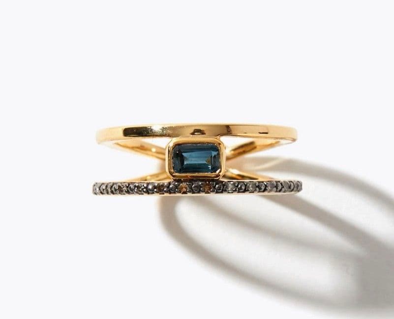 アルティーダウード　ロンドンブルートパーズ　パフェダイヤモンド　7号 elafonisi] london blue topaz pave diamonds ring｜ARTIDA OUD（アル