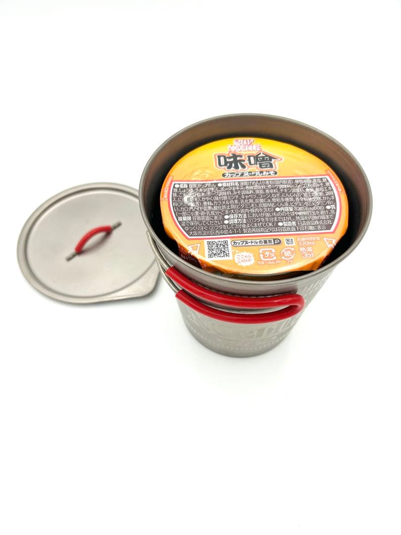 カップヌードル型 チタンクッカー 800ml 赤ハンドル