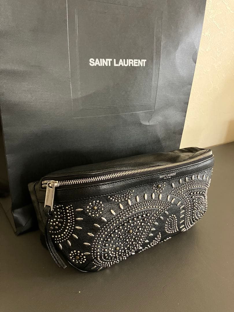サンローラン ボディバッグ レザー黒 クロスボディバッグ