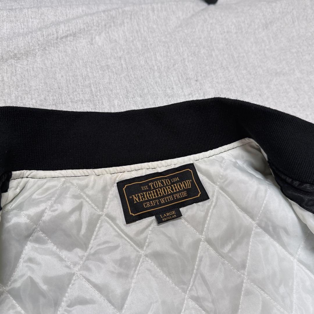 【レア】NEIGHBORHOOD サテン 刺繍 スタジャン L 黒 長瀬智也着用