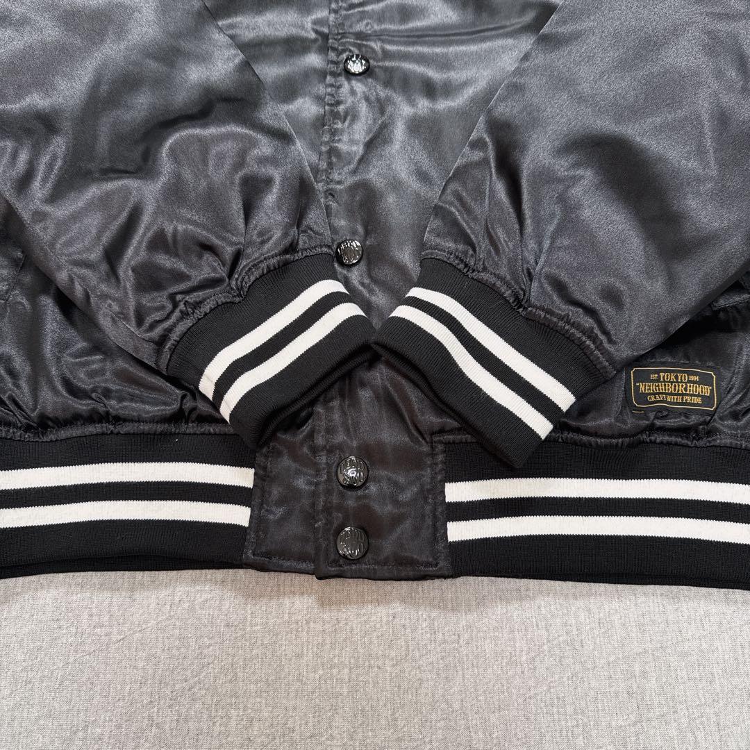 【レア】NEIGHBORHOOD サテン 刺繍 スタジャン L 黒 長瀬智也着用