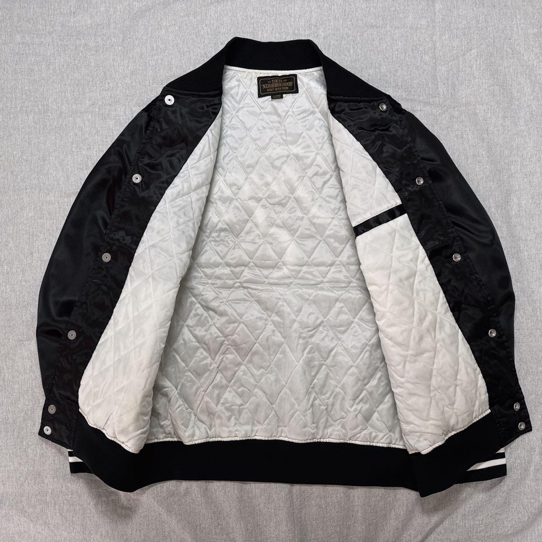 【レア】NEIGHBORHOOD サテン 刺繍 スタジャン L 黒 長瀬智也着用