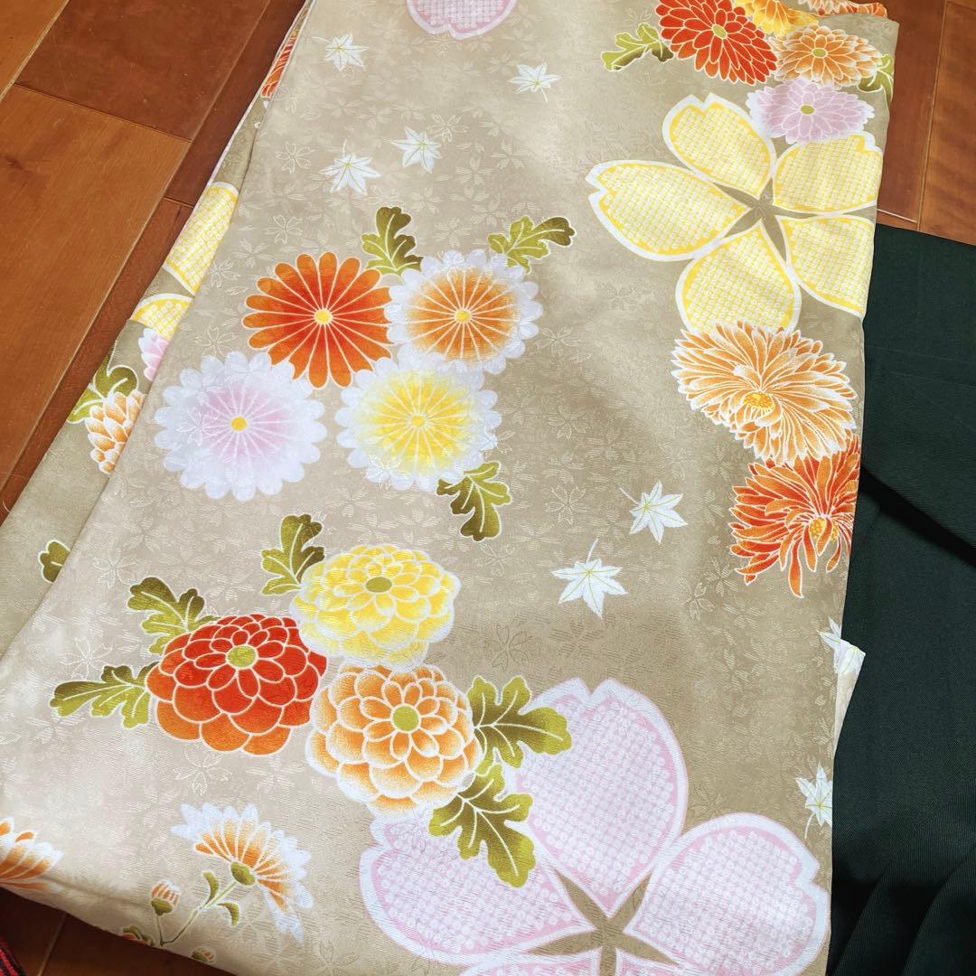 小学校卒業式 女の子 袴セット160 ブーツM はいからさん風リボン付き