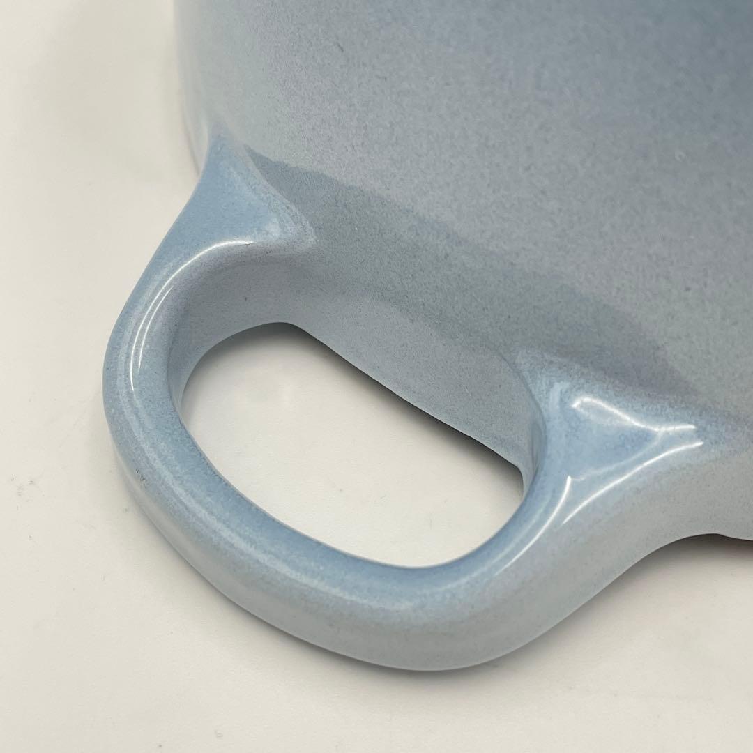 美品　ル・クルーゼ シグニチャー ココット・ロンド 18cm コースタルブルー