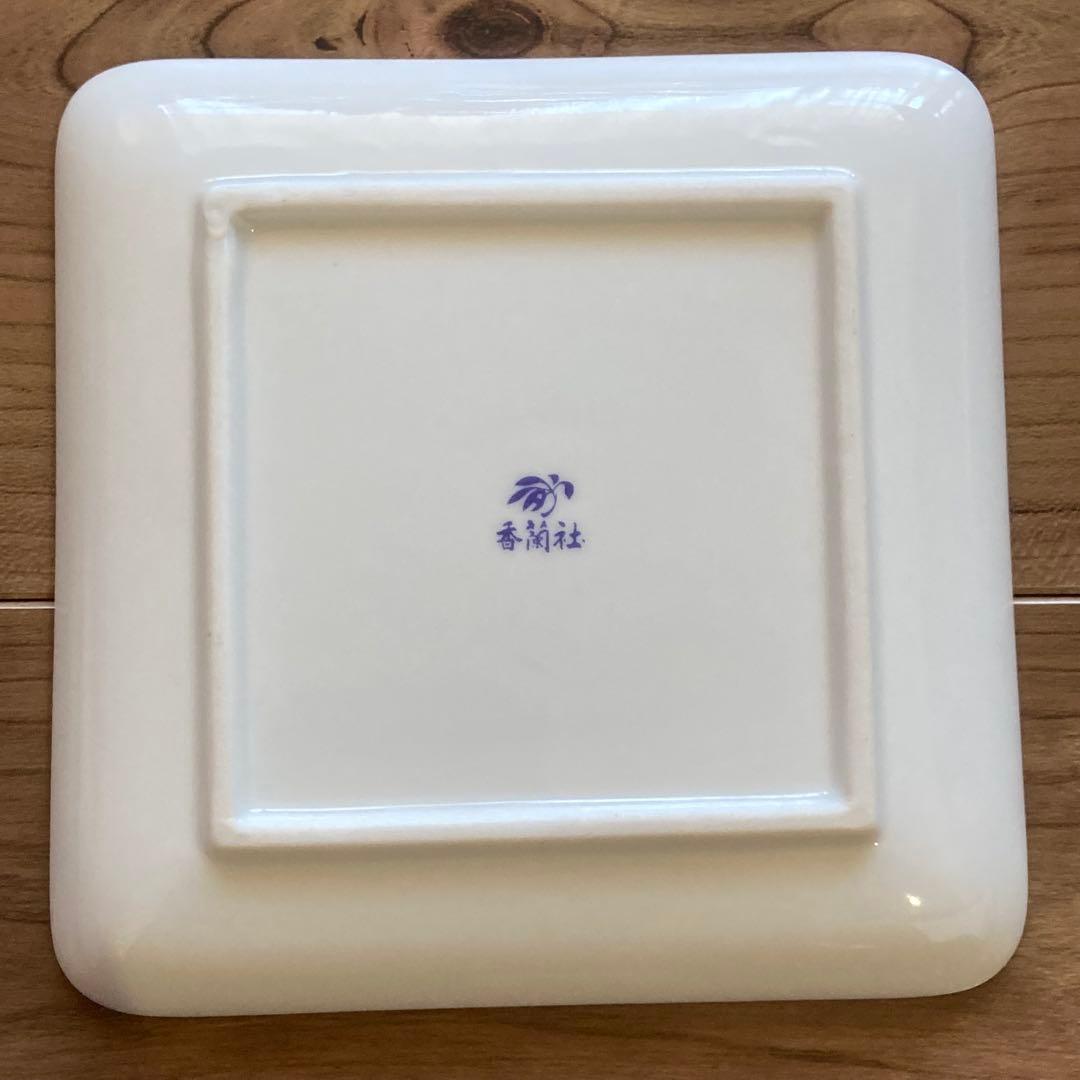 【新品未使用・箱付】香蘭社 草花文 角皿5枚＋鉢1点 セット｜金縁・和食器