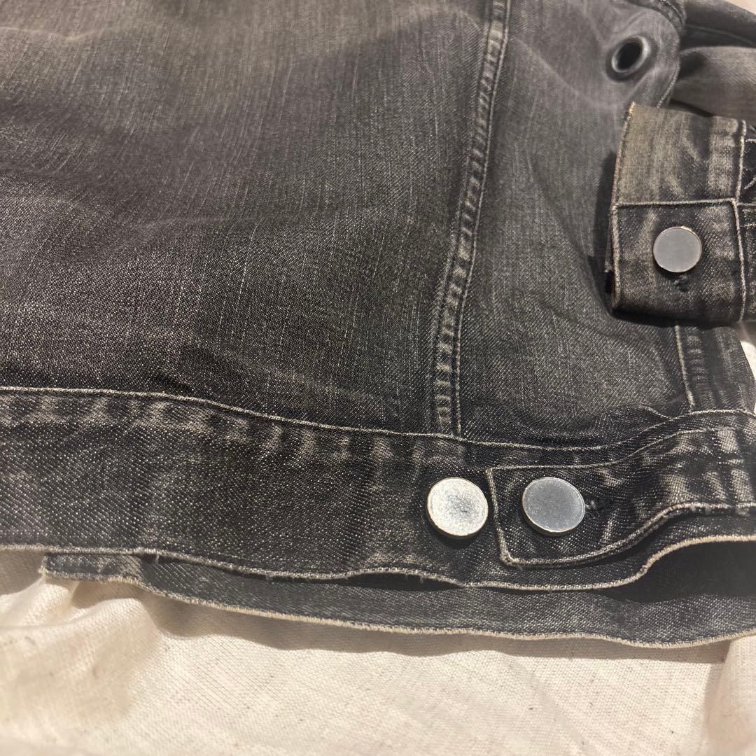 イヴサンローラン　リヴゴーシュ　ダメージ加工デニムジャケット　ブラック