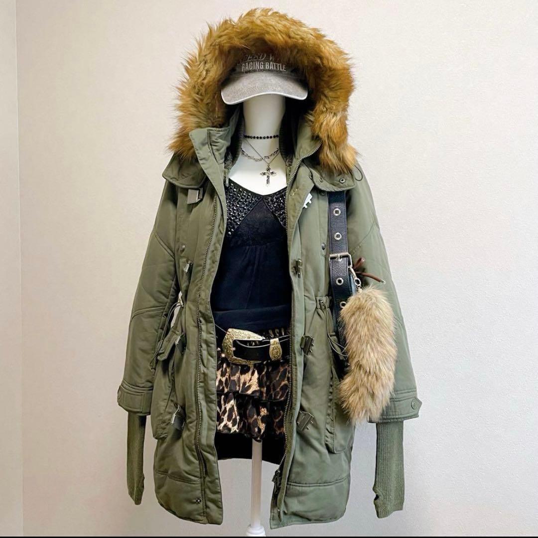平成ギャル y2k ファー付き ミニタリー モッズコート フェアリー