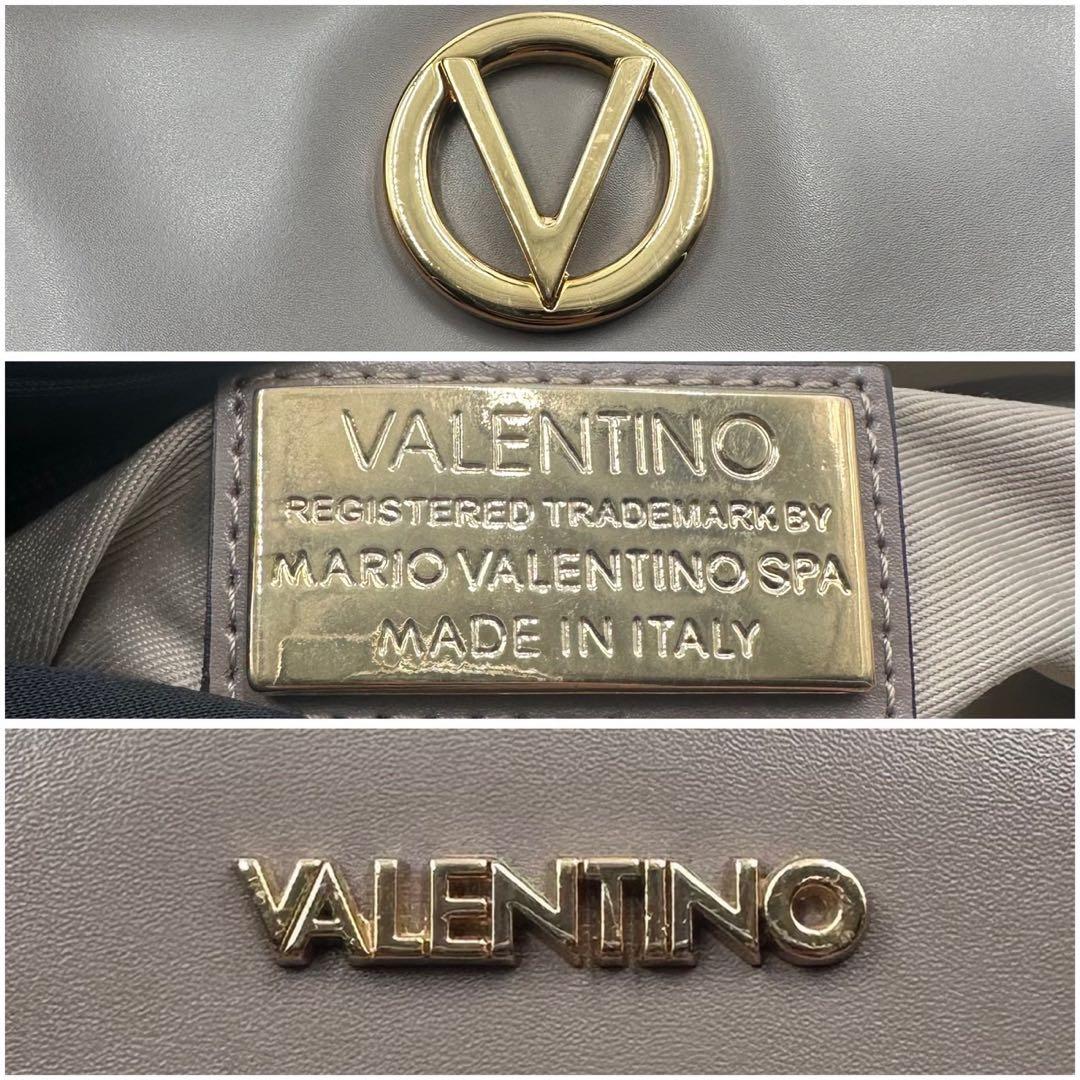 【良品】VALENTINO ハンドバッグ 2way Vロゴ サークルロゴ グレー