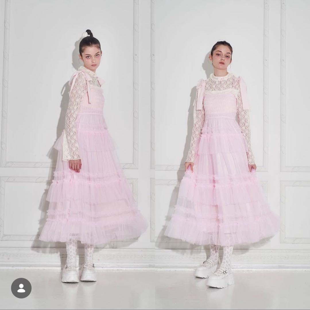 ロゼミューズ ribbon tie tweed mini onepiece