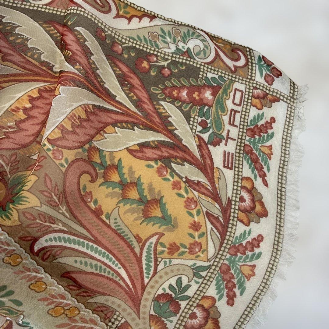 ETRO エトロ シルク100％ ストール ペイズリー柄 イタリア製