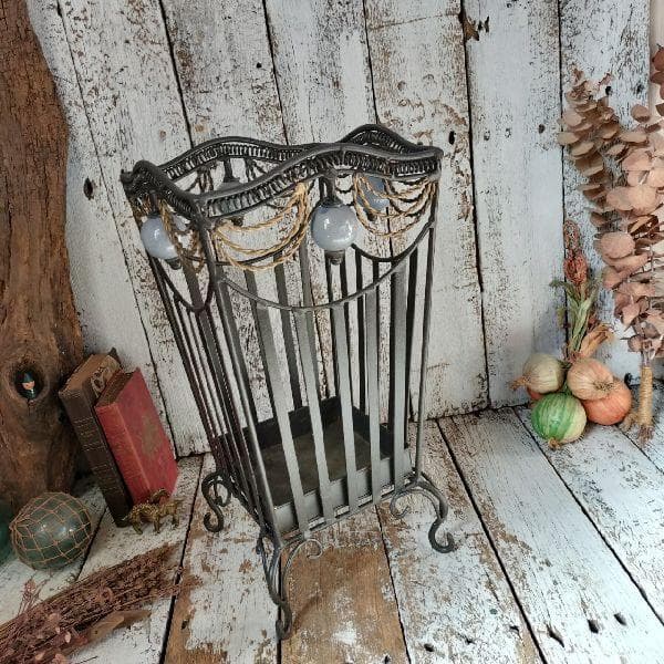 アンティーク スタイル 猫脚 アンブレラスタンド アイアン 陶器 傘立　店舗什器