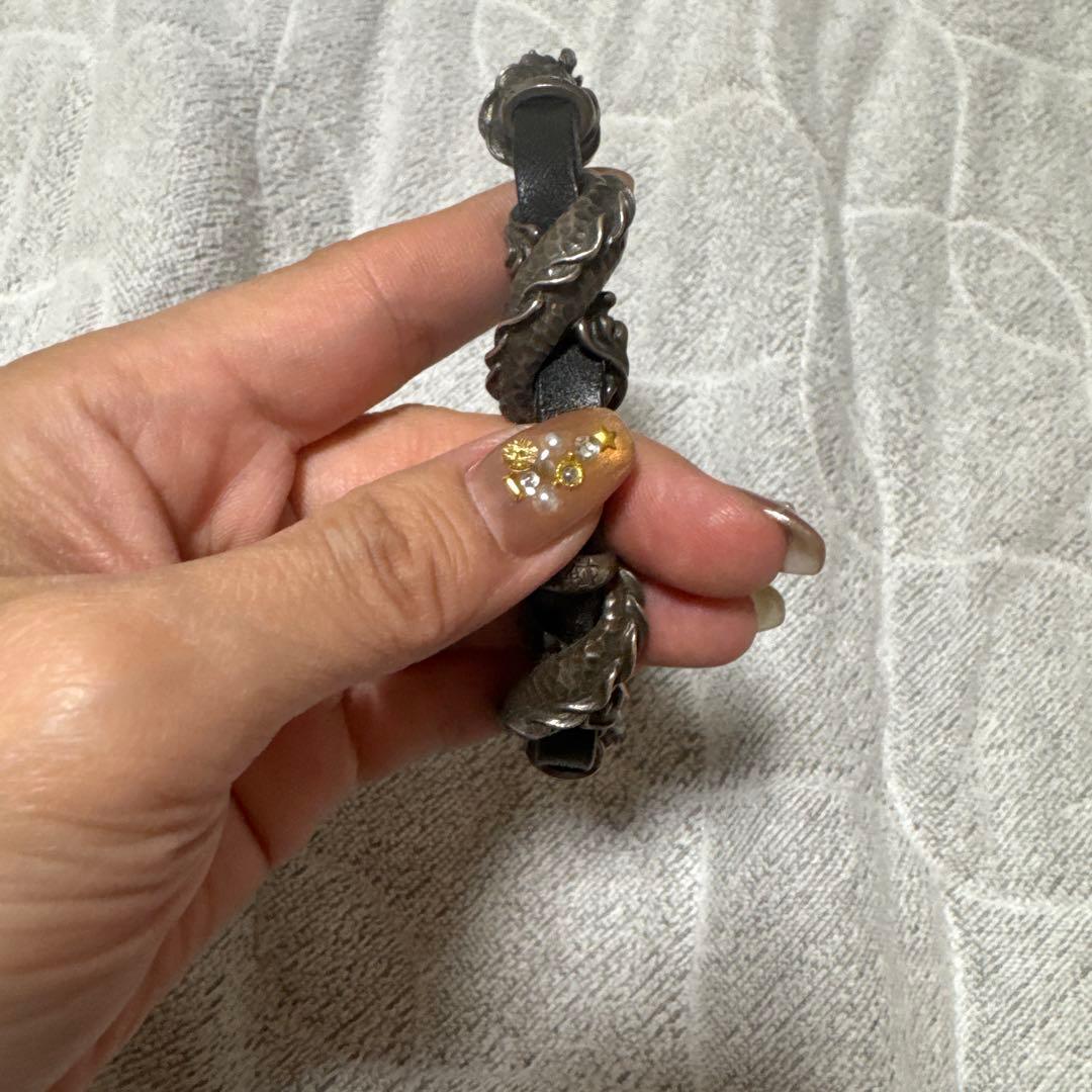 シルバー925 龍 ブレスレット ドラゴン 昇竜 レザー ジンティ様専用