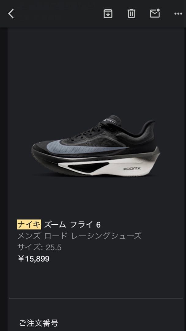 NIKE ZOOM FLY 6（ズームフライ6）MENS 25.5cm ブラック